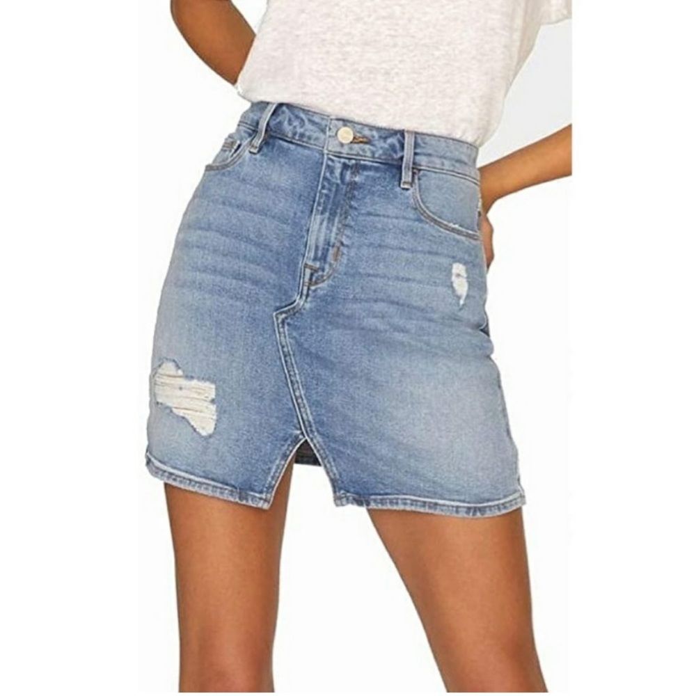 Sanctuary Denim Ryan 5 Pocket Distressed Mini Jean Skirt Women’s Sz 25 - Picture 2 of 9